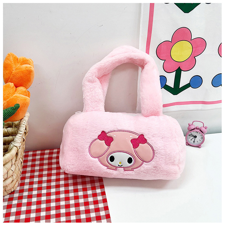 Fashionable plush bag, women's cartoon makeup bag, personalized new trendy children's bag, cute hand-held small bag for female students undefined