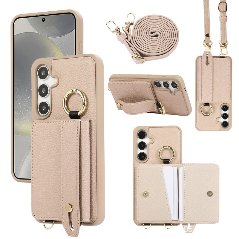 Suitable for Samsung S26 Ultra Card-Inserting Mobile Phone Leather Case, Crossbody S25 S24 Fe Wristband Mobile Phone Protective Case Suitable for Samsung S26 Ultra Card-Inserting Mobile Phone Leather Case, Crossbody S25 S24 Fe Wristband Mobile Phone Protective Case