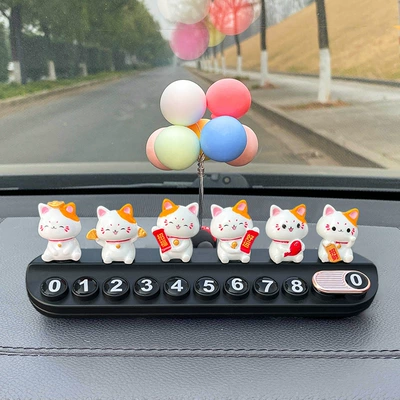 Phone Number Plate, Concealable Creative Accessory — Nömrəli dayanma kartı - family-portrait-lucky-cat-black-balloon-free-aromatherapy-stick-number
