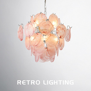 法式轻奢murano穆拉诺粉色玻璃吊灯卧室中古奶油风浪漫温馨主卧灯-阿里巴巴