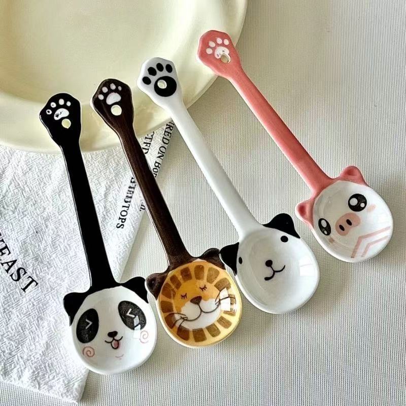 Cucharas de dibujos animados cucharas de cerámica cucharas caseras cucharas de bebés cucharas de comida cucharas de niños dulces lindos