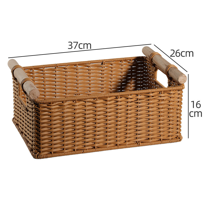 Cesta de almacenamiento de tela de caña imitación ropa sucia juguetes bocadillos cesta de almacenamiento de artículos de bambú tejido casero sala de estar gabinete de televisión escritorio completo