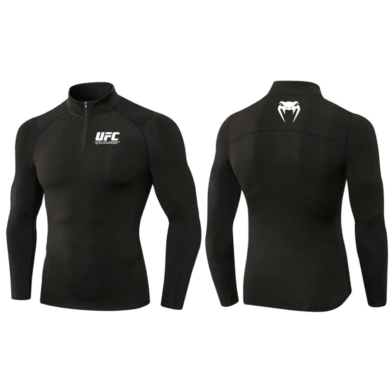 Ufc Venum Men's Stand-Up Collar Zipper Polo Long-Sleeved Fitness Breathable Stretch Business Personal Trainer Uniform