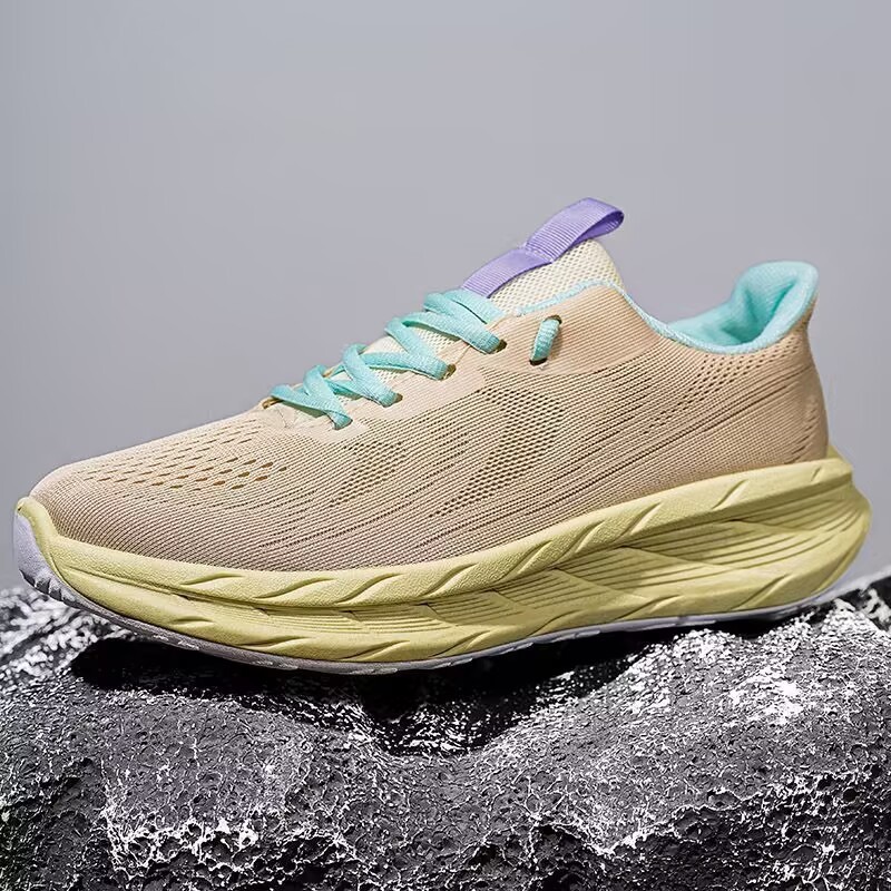 Cross-Border 2025 New Soft-Soled Casual Sports Shoes, Thick-Soled Fashionable Black Warrior Running Shoes, Breathable Fly-Knit Men's Shoes