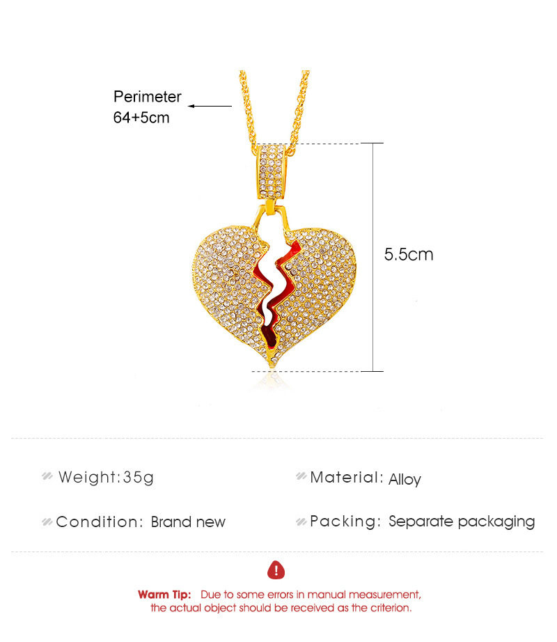 Retro Diamond Broken Heart Pendant Clavicle Chain Necklace Wholesale Jewelry Nihaojewelry display picture 1