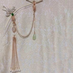 Traditional Chinese Style Cheongsam Brooch with Pearl Imitation Tassel Pendant, Hanfu Chest Decoration Brooch, New Chinese Style Brooch