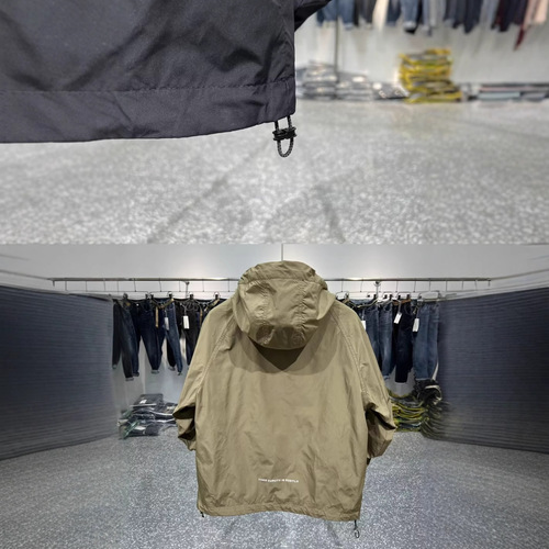 Men's Spring and Autumn Workwear Half-Zip Down Jacket with Hood Sweatshirt Solid Color Pullover Top Loose Casual Jacket Overcoat