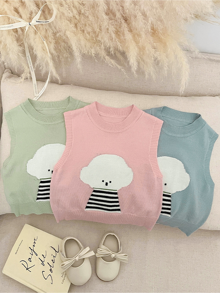 Bebé estilo occidental dibujos animados cachorro suéter chaleco coreano niña bebé suéter delgado chaleco de todo fósforo ropa infantil linda