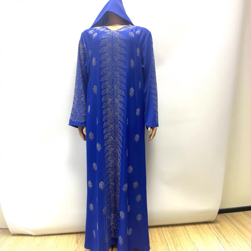 Aliexpress Export Large Robe Solid Color Rhinestone Embellished Loose Long Dress Women's Robe Dress