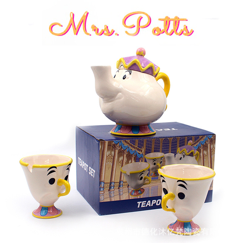 Mrs. Teapot Archie Cup Beauty and the Beast Teapot Gold-Plated Plate Tea Cup Mrs Pottschip Creative Cup