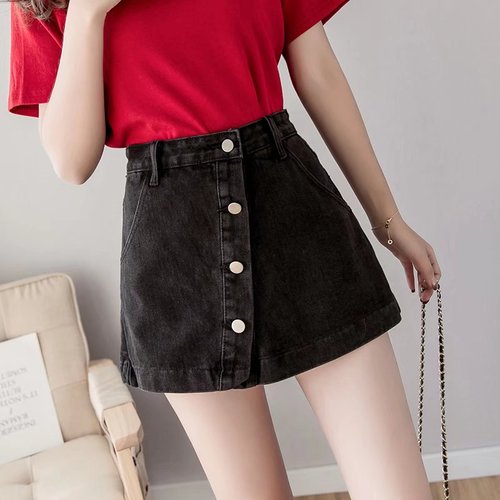 2023 new summer denim skirt for women plus size students Korean version high waist loose wide leg skirt wholesale