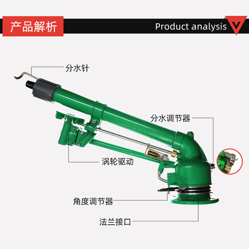 Gran alcance de la pistola de pulverización de turbina de 30 metros para ingeniería de tierras agrícolas de tierras baldías para enfriamiento de la pistola de pulverización de metal de riego sin impuestos
