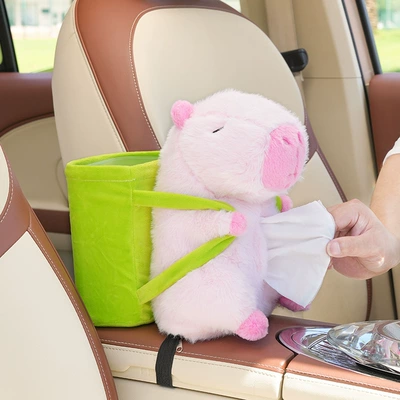 Car tissue box/set Barrel Cartoon Cautable Cabibala - capybara-tissue-box-pink-bucket-edition