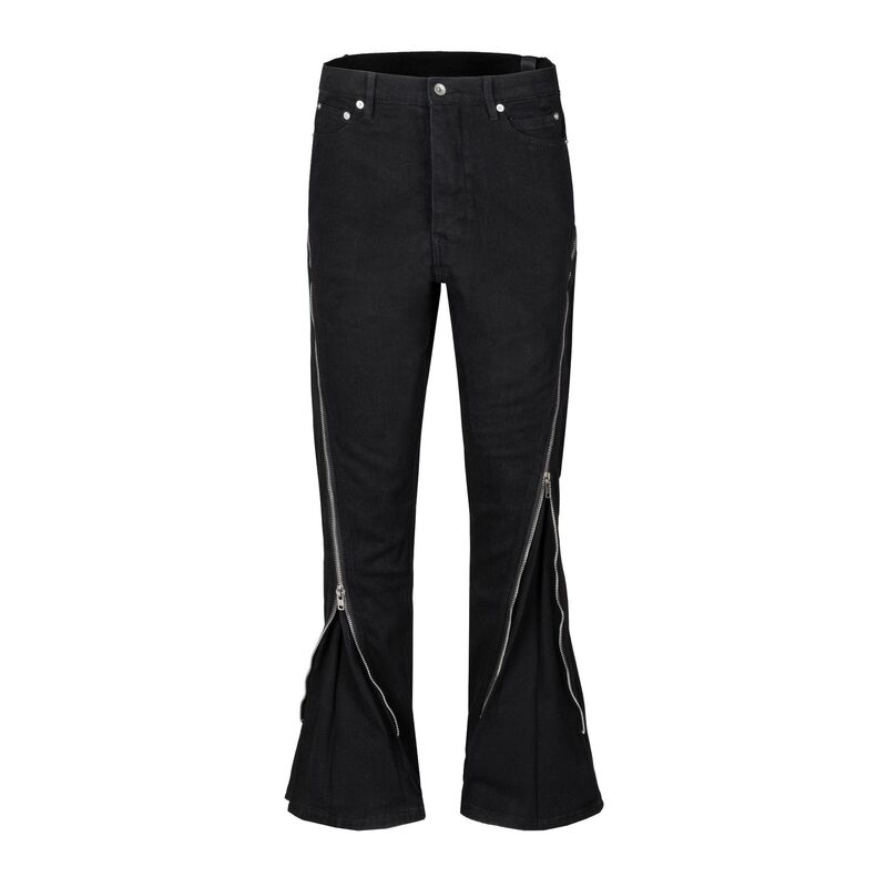 Ro-Style Spiral Track Twisted Large Zipper Loose Casual Straight-Leg Flared Stacked Slimming Jeans