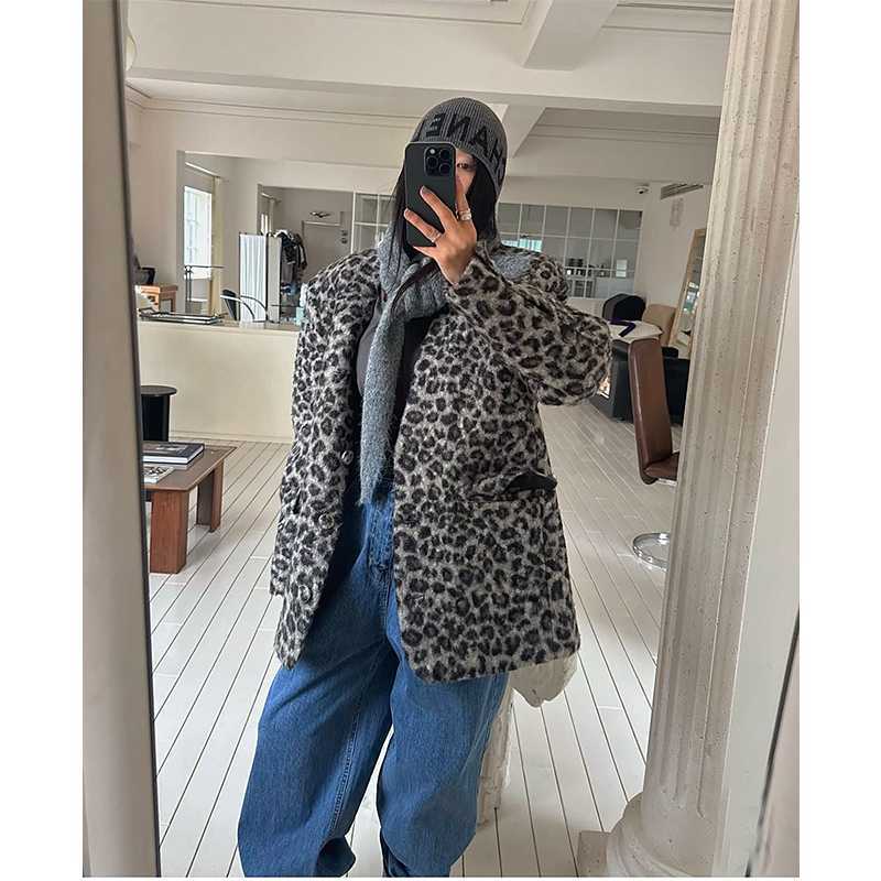 韩版 加棉羊羔毛 豹纹外套