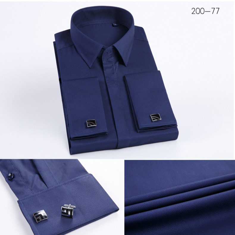 New non-iron anti-wrinkle cotton shirt, slim-fit professional business formal wear men's shirt with French cufflinks New non-iron anti-wrinkle cotton shirt, slim-fit professional business formal wear men's shirt with French cufflinks