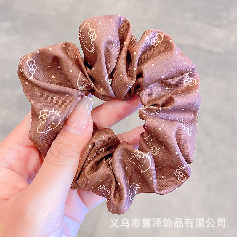 乳茶色の大腸の髪輪ネットの赤い紐の復古の百合の髪縄の肥えた腸の気質の少女は髪の毛の皮の筋を刺して髪を飾ります。|undefined