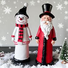 跨境创意树脂摆件圣诞节装饰礼帽雪人圣诞老人桌面节日装饰工艺品