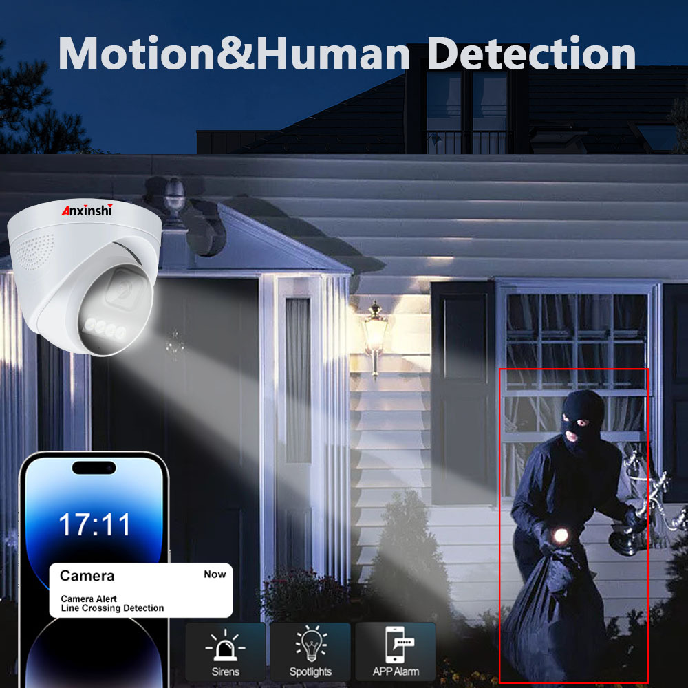 8CH Kamera Kiti Su Geçirmez Tam Renkli Ip Cctv POE Kamera APP Üzerinden Uzaktan İzleme ve Oynatma