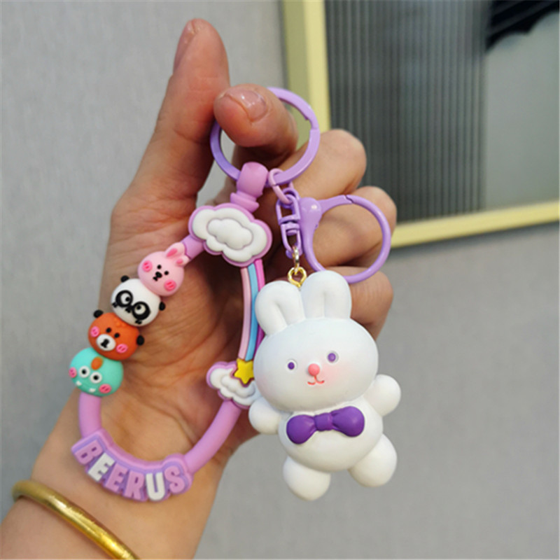 Llavero de oso de resina con colgante de muñeca de dibujos animados, cadena para teléfono móvil para mujer, llavero, colgante decorativo para bolso.
