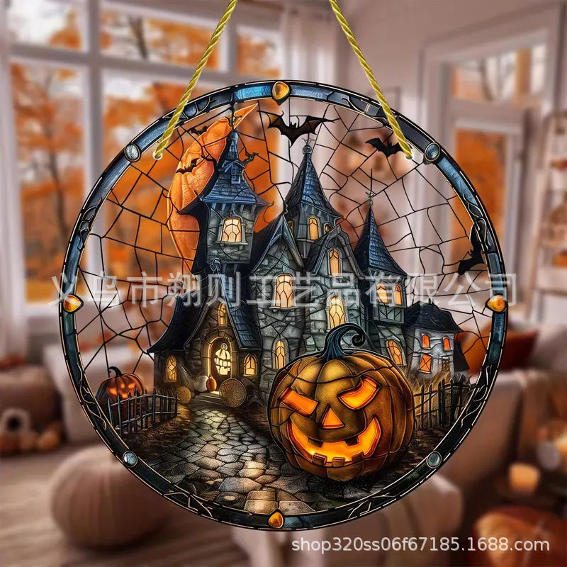 Transfronterizo serie de Halloween acrílico captador de sol artesanía decoración creativa colgante acrílico disco