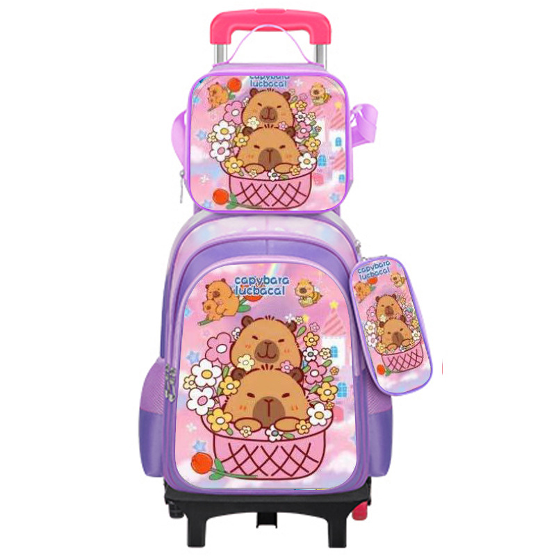 Export Trolley Mochila mochila con luz en la parte posterior para estudiantes de primaria de grado 1-6 nueva mochila de nailon de gran capacidad para subir escaleras