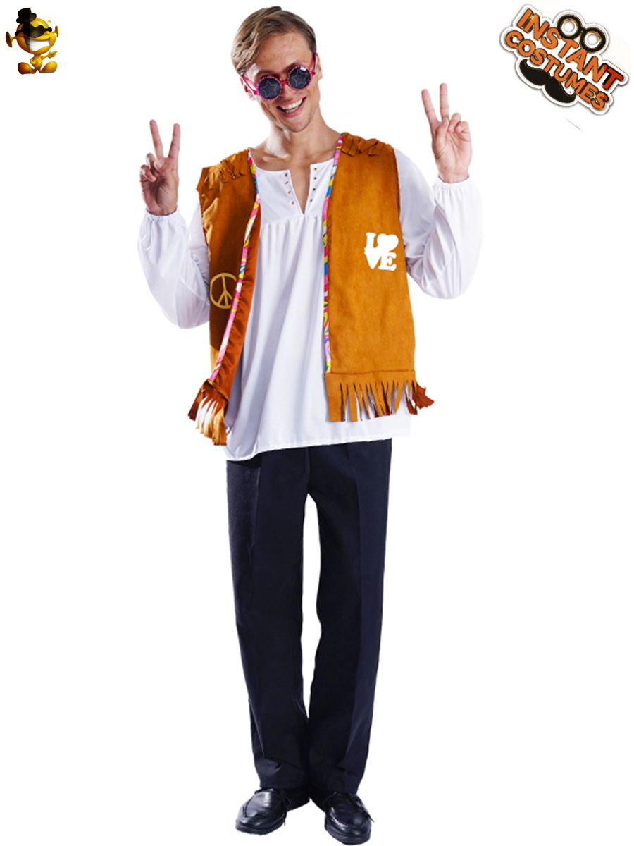 Gran masculino hippie traje etapa rendimiento traje Cosplay traje de la mascarada fiesta ropa juego de rol image 1