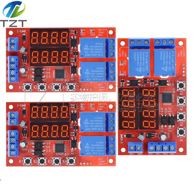 2-channel delay time relay module 5V12V24V programmable optocoupler isolation pulse cycle power-off trigger 2-channel delay time relay module 5V12V24V programmable optocoupler isolation pulse cycle power-off trigger