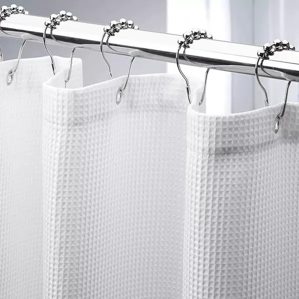 Source Factory Cross-Border Amazon Hot-Selling Waffle Bathroom Shower Curtain Plain Simple Partition Cloth Curtain