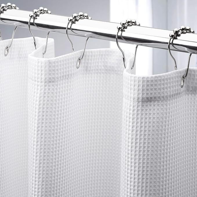 Source Factory Cross-Border Amazon Hot-Selling Waffle Bathroom Shower Curtain Plain Simple Partition Cloth Curtain