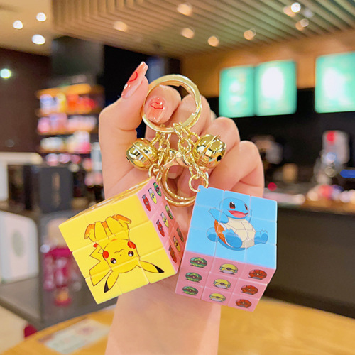 Wholesale Cartoon Cube Doll Child Schoolbag Charms Creative Keychain Cute Backpack Decorations Accessory Keychain