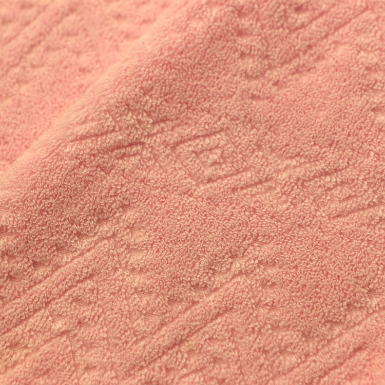 提花毛巾布服装面料纬编正包CVC棉涤单面波浪纹提花毛圈毛巾布料