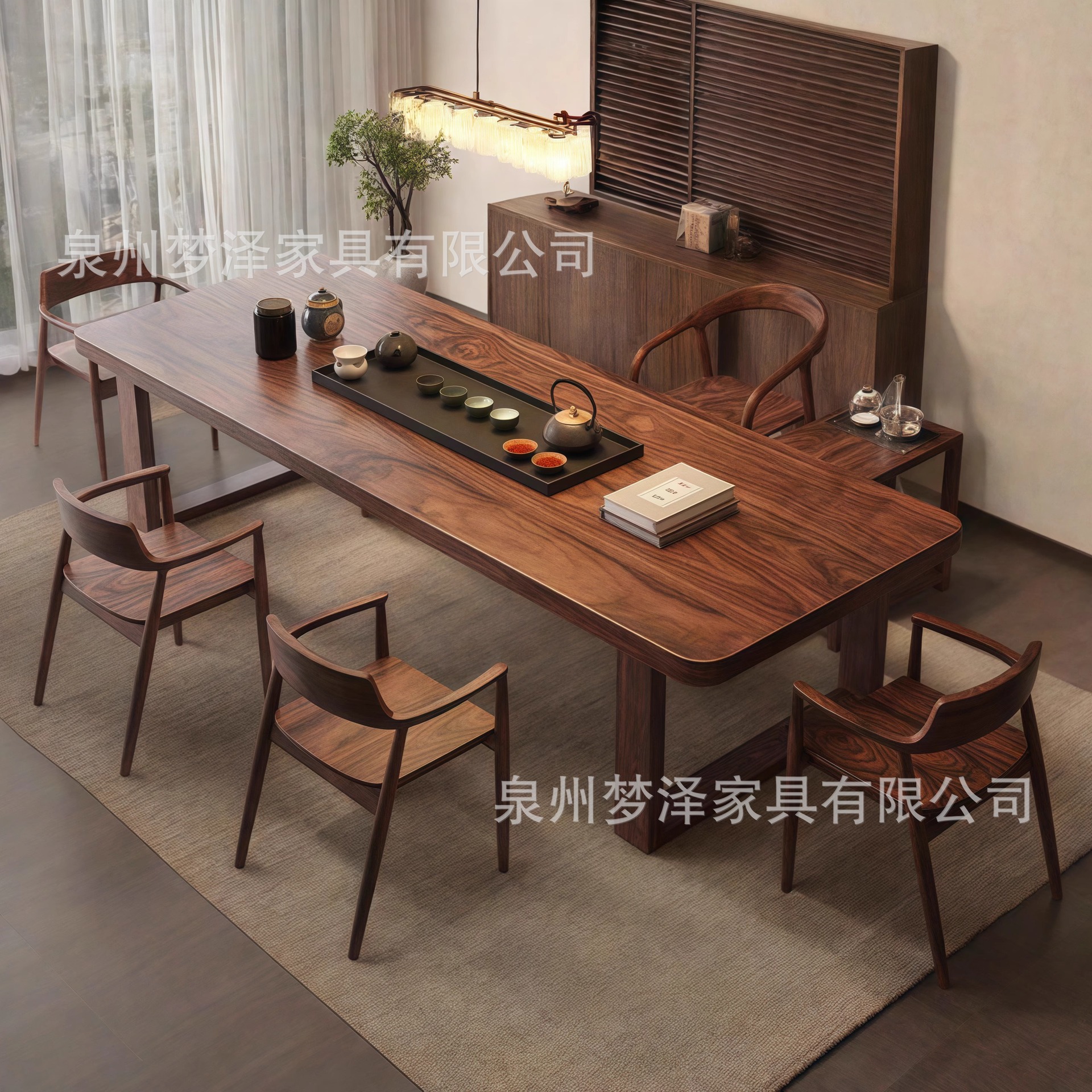 [핫스타일] 2.2m 테이블 + 슈멧 의자 + 히로시마 의자 4개 + 티 테이블