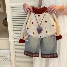 女童秋冬套装2025新款女宝宝洋气加厚毛衣牛仔直筒韩系爆款两件套