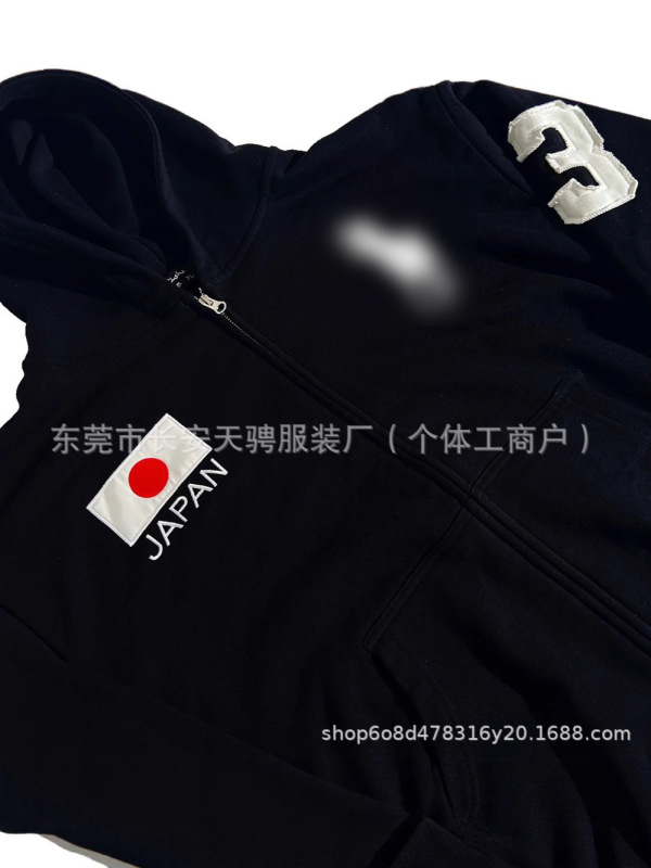 时尚潮流夏季新款水洗刺绣连帽卫衣宽松休闲日系嘻哈高街衬衫中性|undefined