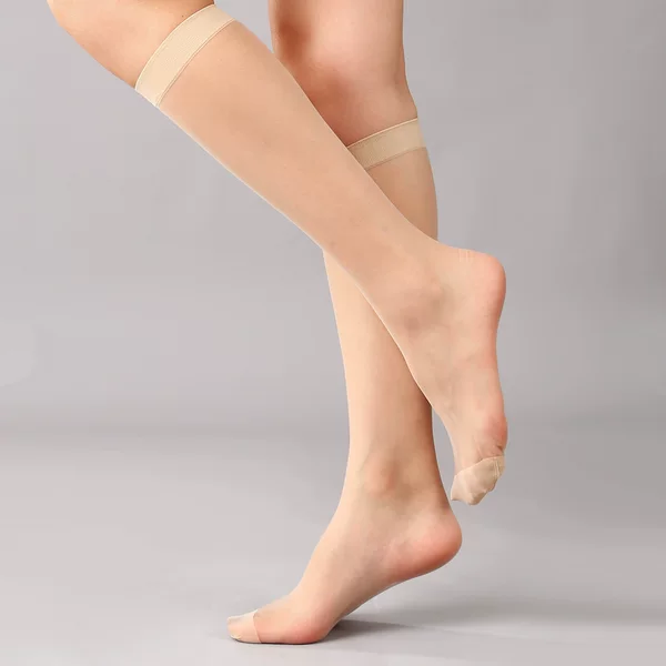 Mid-tube women's socks calf stockings summer ultra-thin transparent half invisible breathable calf crystal tube stockings