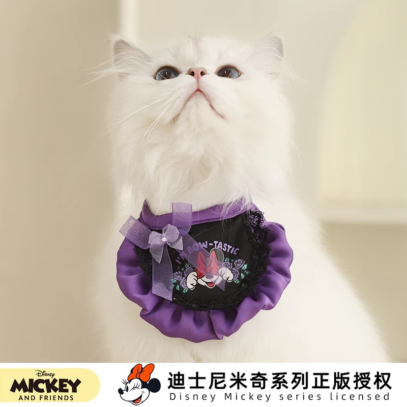Disney serie Mickey toallas de saliva gatito Minnie adorable accesorios collar mascota gatito impresión围兜