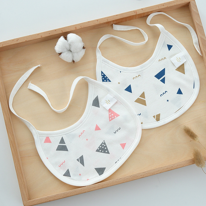 Newborn baby saliva towel cotton lace-up waterproof bib in stock wholesale newborn baby anti-spitting anti-dirty bib