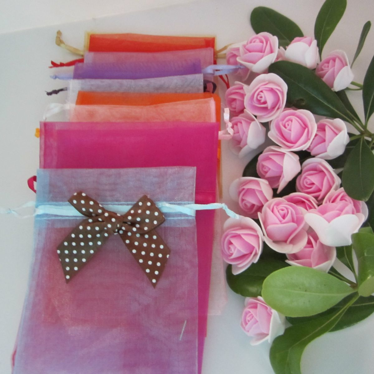 现货批发10*14纯色欧根纱饰品袋喜糖束口袋化妆品礼品饰品包装袋