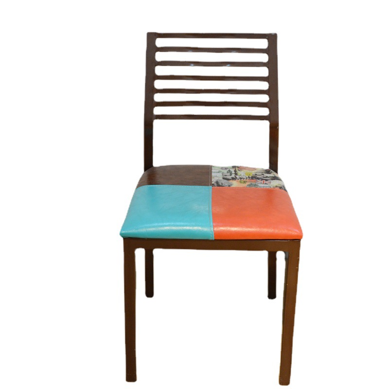 Fábrica al por mayor tema comedor silla ocio hierro respaldo silla simple fideos tienda caja mesa y silla combinación restaurante mesa y silla
