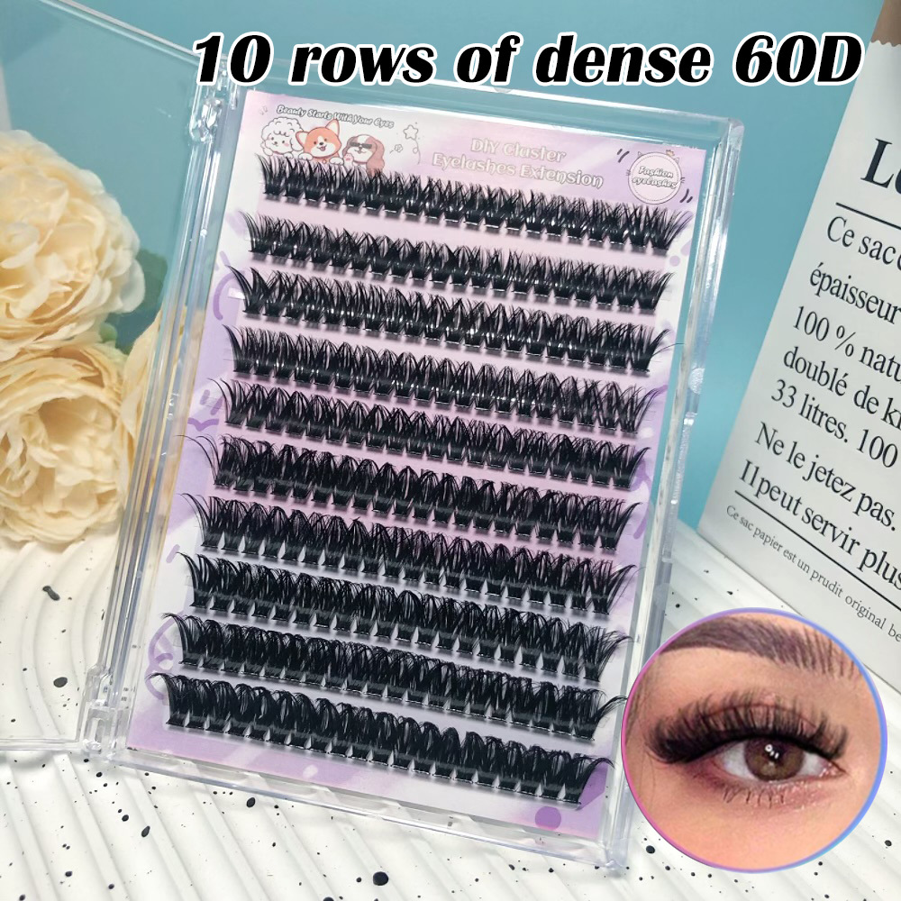 Ventas transfronterizas calientes de diez filas de 60D velch suave ligera Barbie simulación de pestañas falsas segmentales un solo racimo