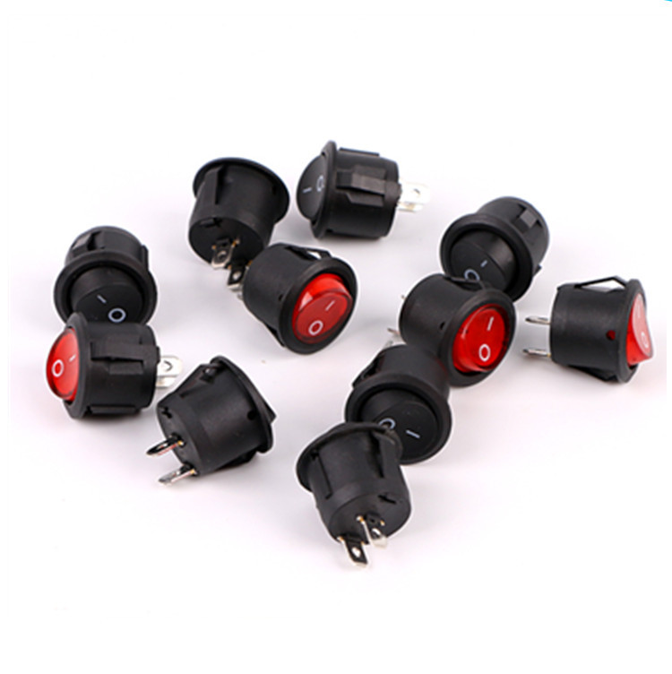 厂家直销船型开关圆形全黑2脚 开孔20/铜铁均有