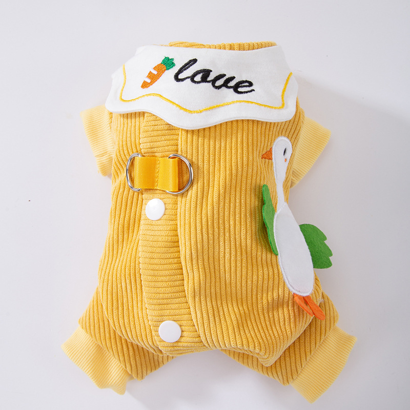 Perro de otoño e invierno, bolsillo de algodón acolchado cálido grueso, chaqueta acolchada de algodón de cuatro patas, gato Teddy Bichon, ropa para perros