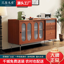 复古实木餐边柜家用客厅靠墙多功能中古茶水柜厨房创意收纳储物柜