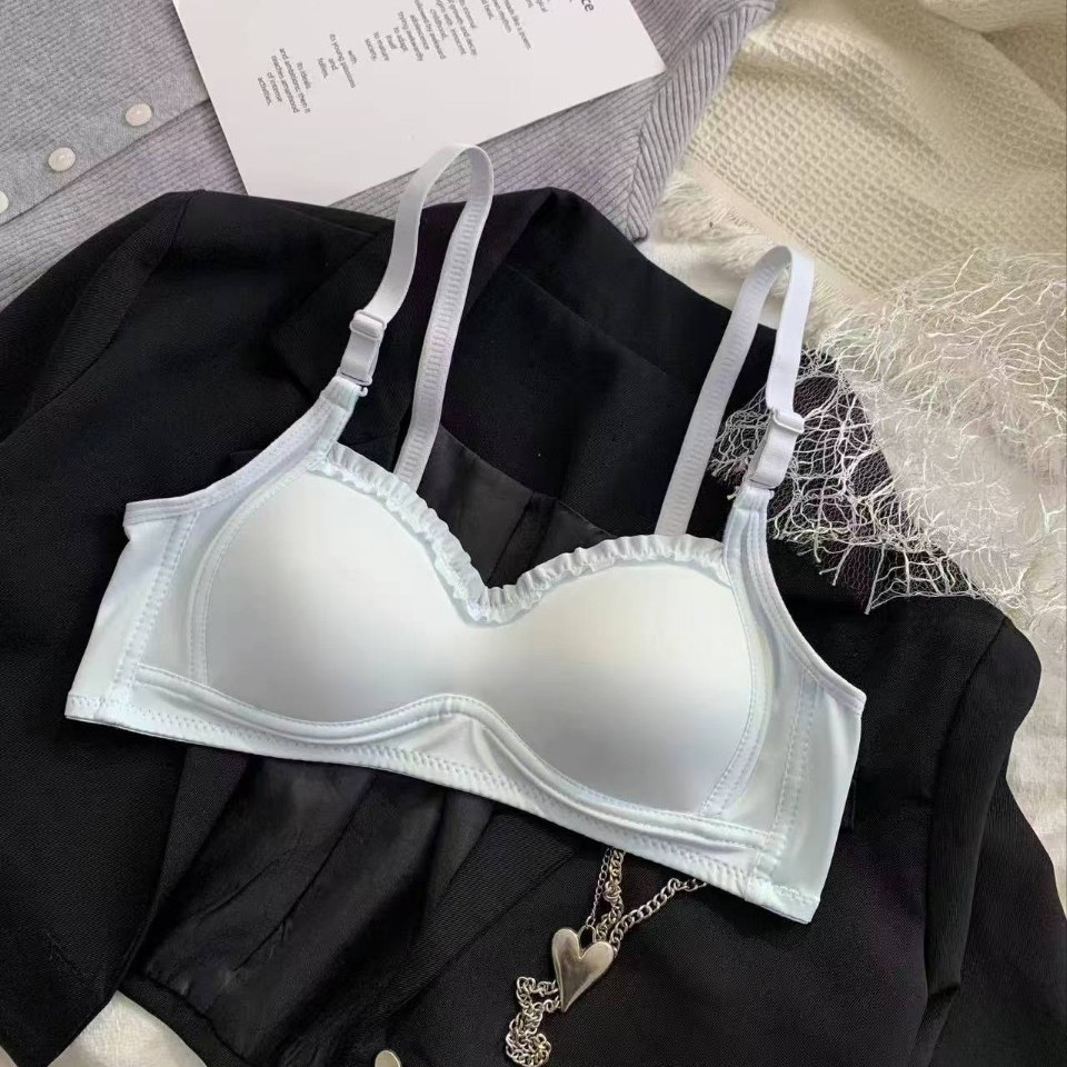 Ropa interior para niñas, estudiantes de secundaria, estudiantes de secundaria, estudiantes de secundaria, niños grandes, pecho pequeño, sujetador delgado sin anillo de acero