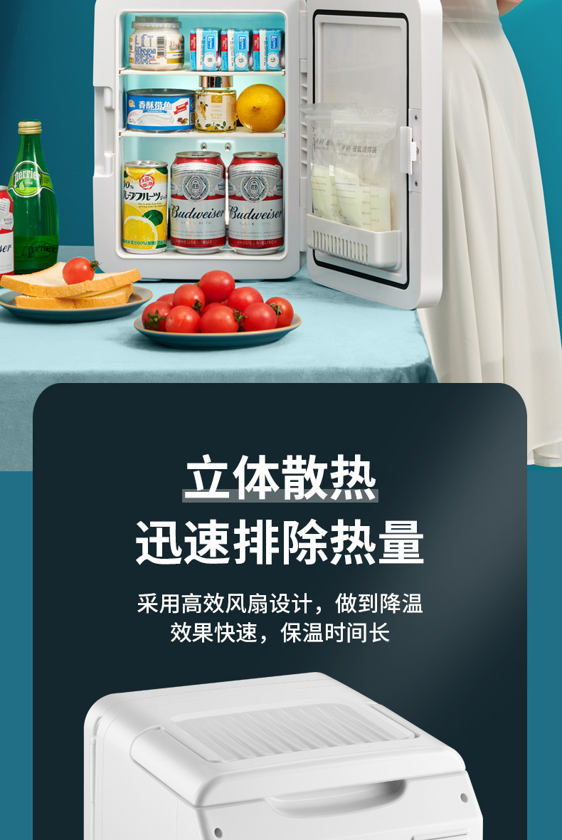 Sata 12L Beauty Mini Fridge Led Dormitory Breast Milk Cooler Car Home Dormitory Mini Fridge