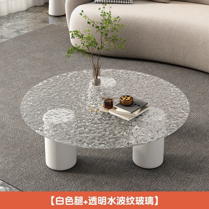 Residencia moderna y simple sala de estar doméstica lujosa ligera redonda de vidrio de roca italiana pequeña casa mesa de té de varios grupos