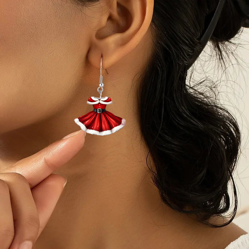 Arylic Material 1 Pair Christmas Casual Dresses Printing Arylic Drop Earrings