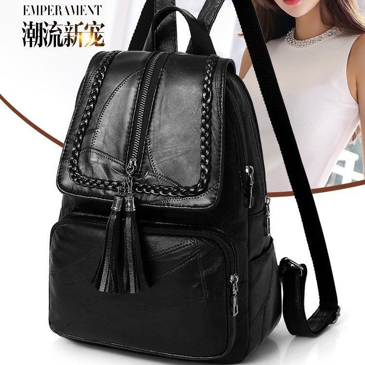 2021 new pattern lady Backpack tassels Backpack fashion Trend Female bag pu Travelling bag student Bag