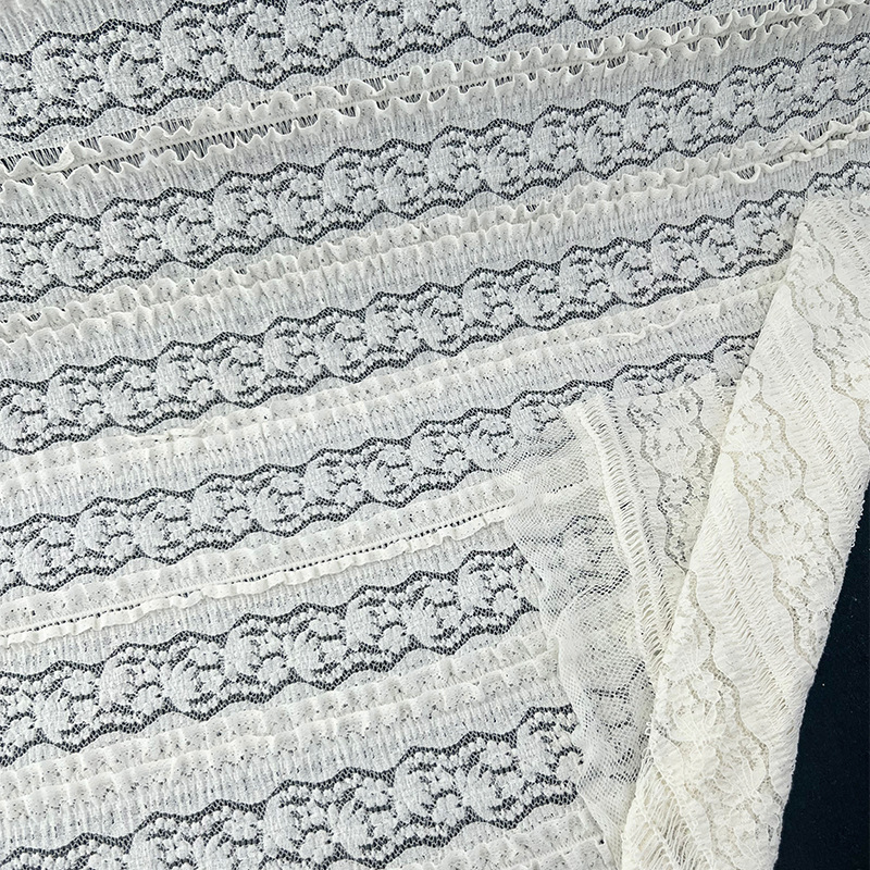 Tejido de encaje blanco de ganado vestido de encaje de otoño de encaje de cola de pescado de tela de encaje envuelta